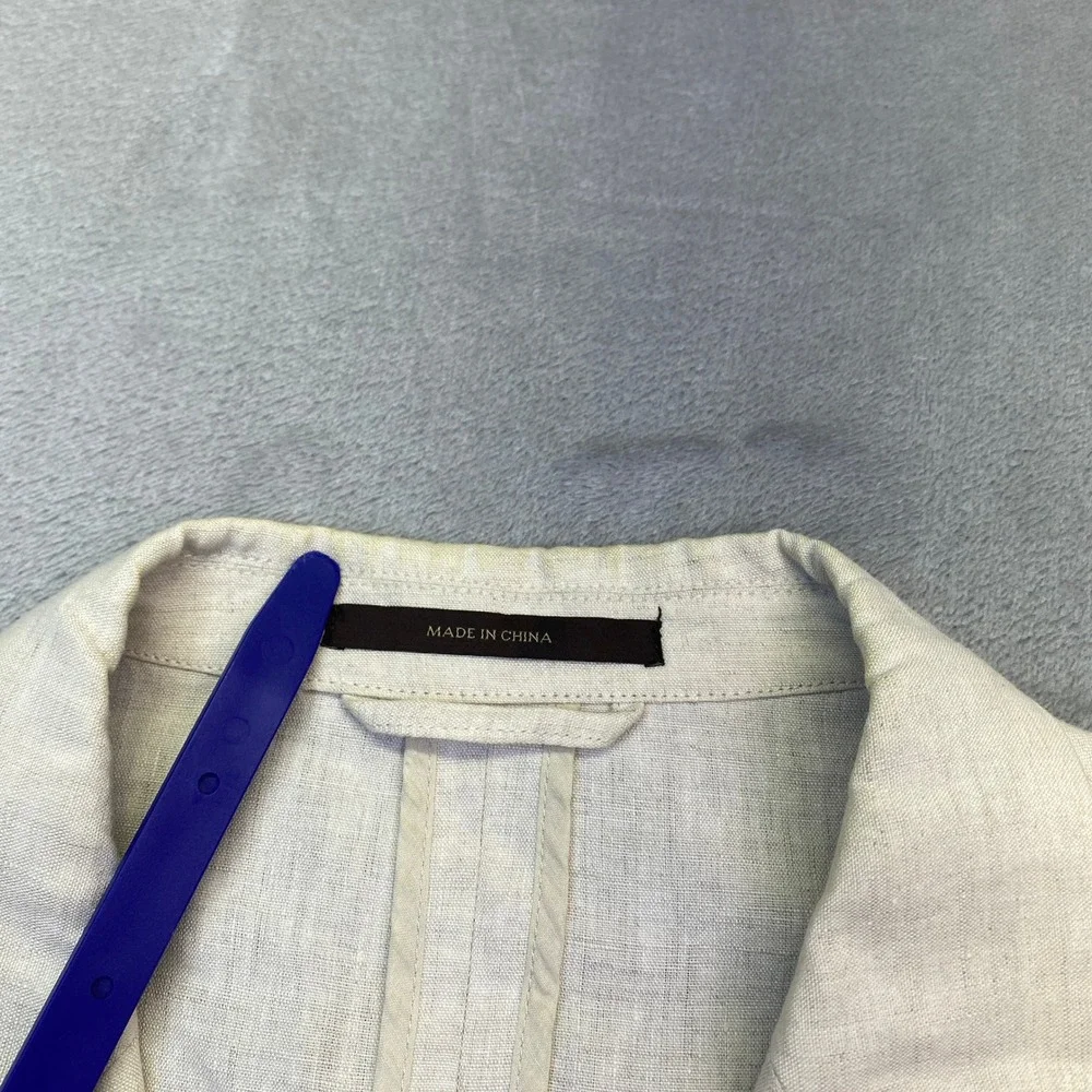 Tasso Elba Mens Linen Blazer Jacket Beige 3 Button Unlined Sport Coat‎ Size L